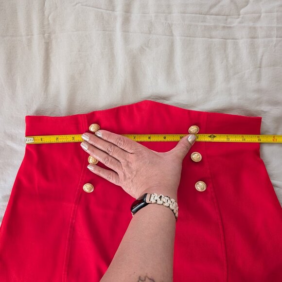 red Unique Vintage high waisted nautical pin-up wiggle pencil skirt, size L NWT - Picture 8 of 10